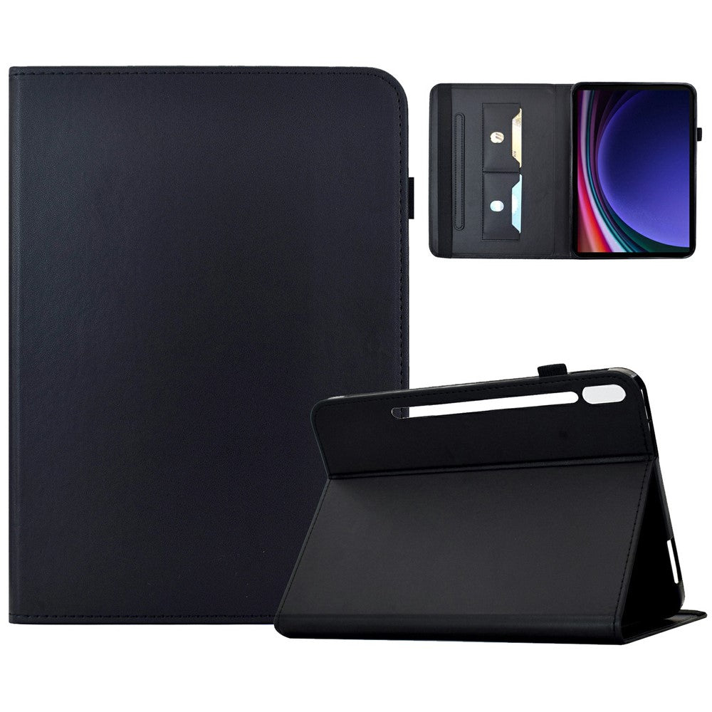PU-læderetui til Samsung Galaxy Tab S10+ / Tab S9 FE+ / Tab S9+ ensfarvet kortholder standcover til tablet