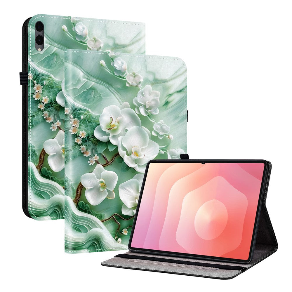 Til Samsung Galaxy Tab S12+ Læderetui Mønstret Printet Stand Tabletcover med Kortlommer