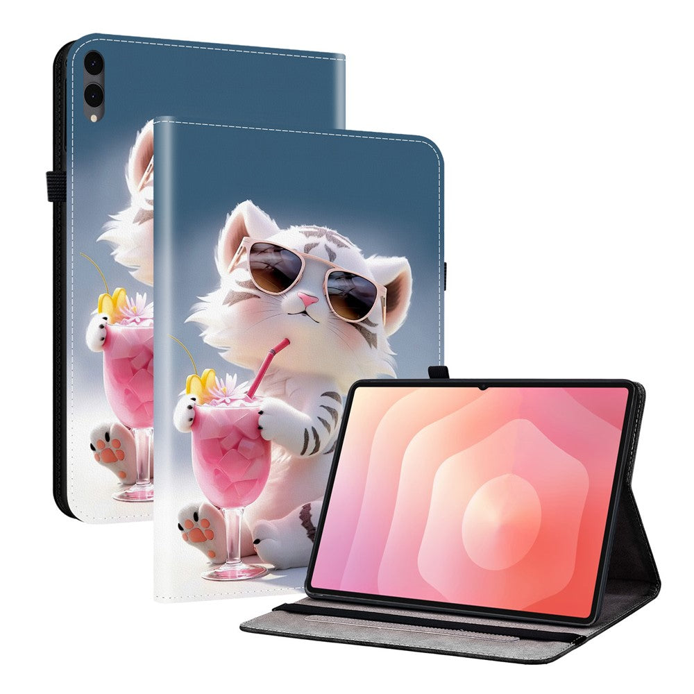 Til Samsung Galaxy Tab S12+ Læderetui Mønstret Printet Stand Tabletcover med Kortlommer