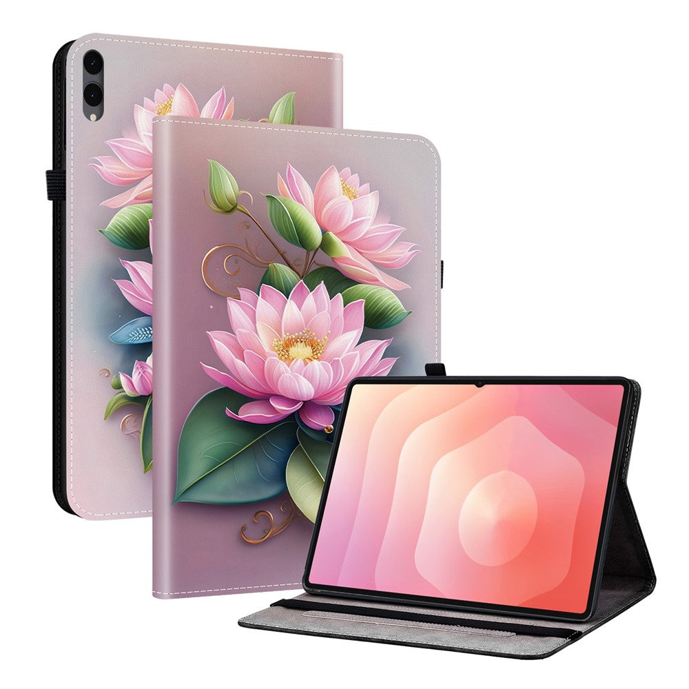 Til Samsung Galaxy Tab S12+ Læderetui Mønstret Printet Stand Tabletcover med Kortlommer