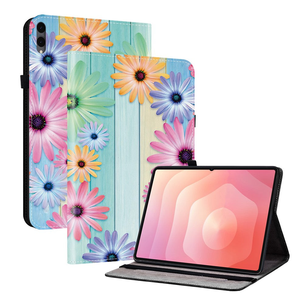 Til Samsung Galaxy Tab S12+ Læderetui Mønstret Printet Stand Tabletcover med Kortlommer