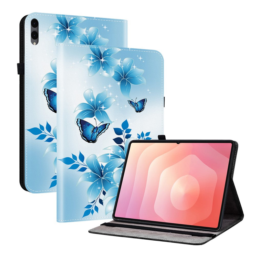 Til Samsung Galaxy Tab S12+ Læderetui Mønstret Printet Stand Tabletcover med Kortlommer
