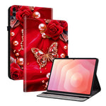 Til Samsung Galaxy Tab S12+ Læderetui Mønsterprintet Stativ Tabletcover med Kortlommer