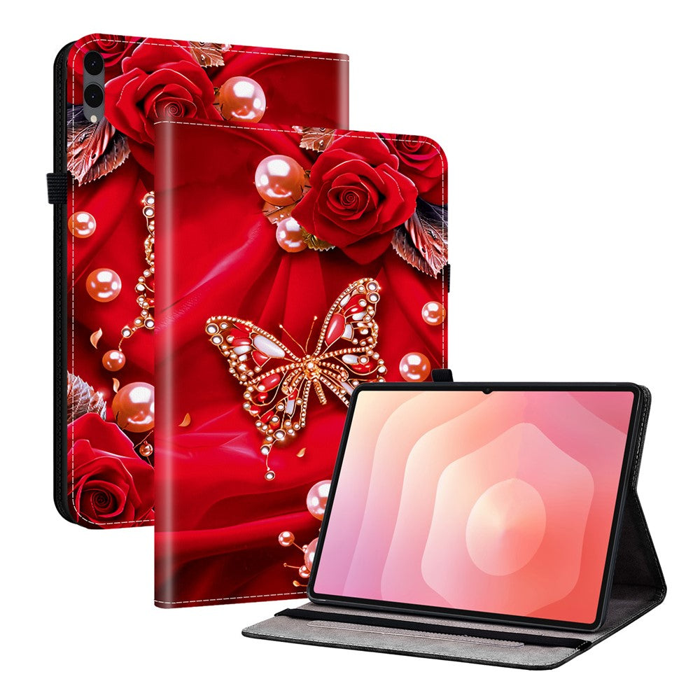 Til Samsung Galaxy Tab S12+ Læderetui Mønsterprintet Stativ Tabletcover med Kortlommer