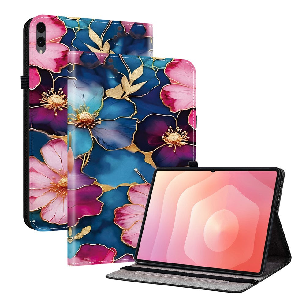 Til Samsung Galaxy Tab S12+ Læderetui Mønsterprintet Stativ Tabletcover med Kortlommer