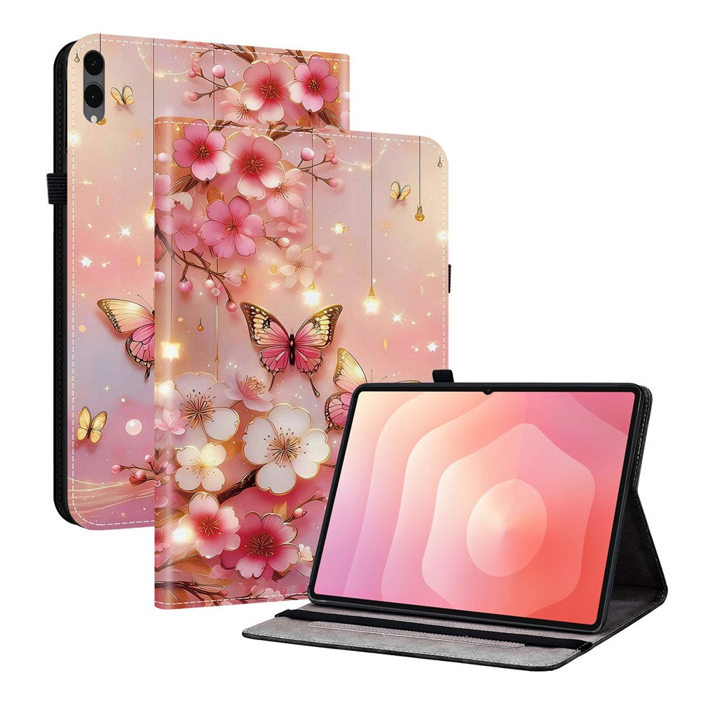 Til Samsung Galaxy Tab S12+ Læderetui Mønsterprintet Stativ Tabletcover med Kortlommer