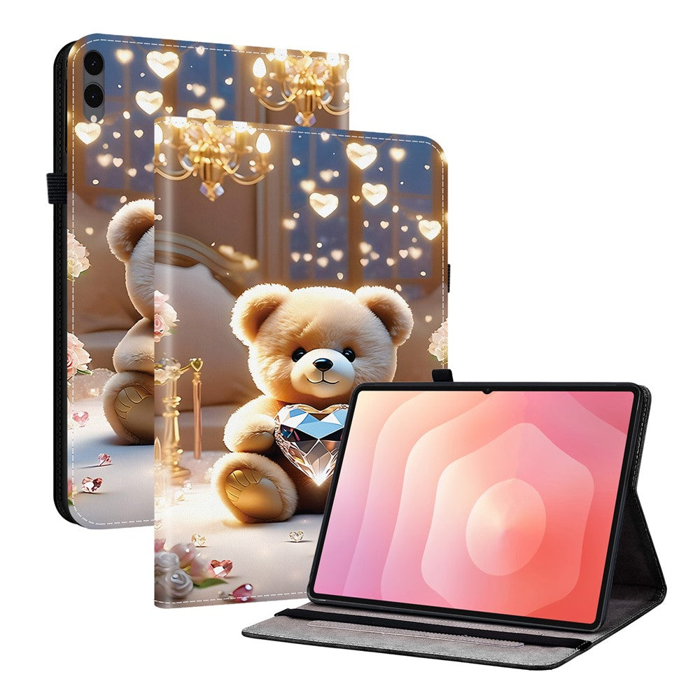 Til Samsung Galaxy Tab S12+ Læderetui Mønsterprintet Stativ Tabletcover med Kortlommer