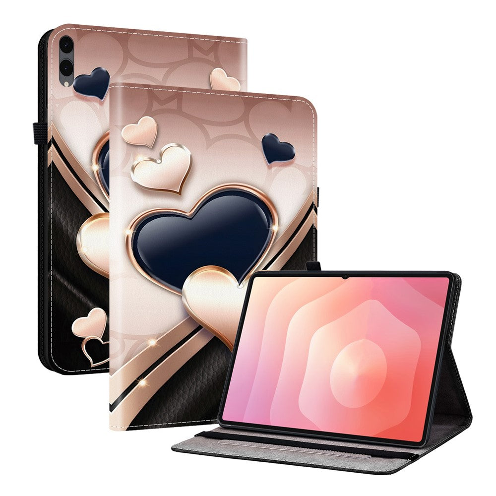 Til Samsung Galaxy Tab S12+ Læderetui Mønsterprintet Stativ Tabletcover med Kortlommer