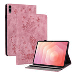 For Samsung Galaxy Tab S12+ Case Card Holder Anti-Scratch Leather Cover Rose Flower Imprint