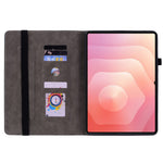 For Samsung Galaxy Tab S12+ Case Card Holder Anti-Scratch Leather Cover Rose Flower Imprint