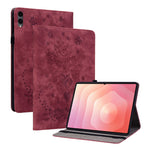 For Samsung Galaxy Tab S12+ Case Card Holder Anti-Scratch Leather Cover Rose Flower Imprint