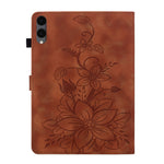 For Samsung Galaxy Tab S12+ Case Lily Flower Imprint Card Slots Leather Tablet Cover