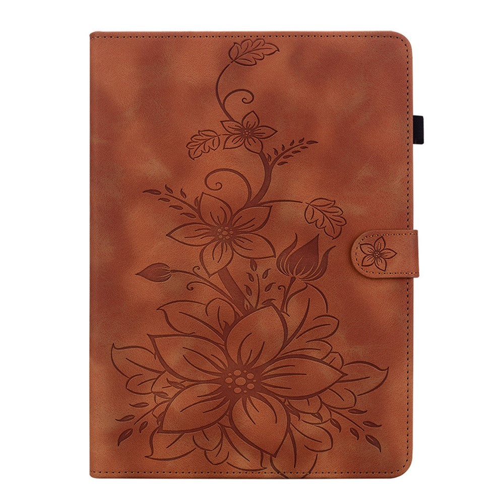 For Samsung Galaxy Tab S12+ Case Lily Flower Imprint Card Slots Leather Tablet Cover