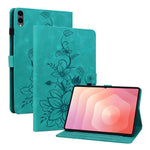 For Samsung Galaxy Tab S12+ Case Lily Flower Imprint Card Slots Leather Tablet Cover