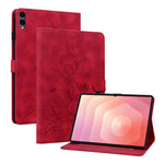 For Samsung Galaxy Tab S12+ Case Lily Flower Imprint Card Slots Leather Tablet Cover