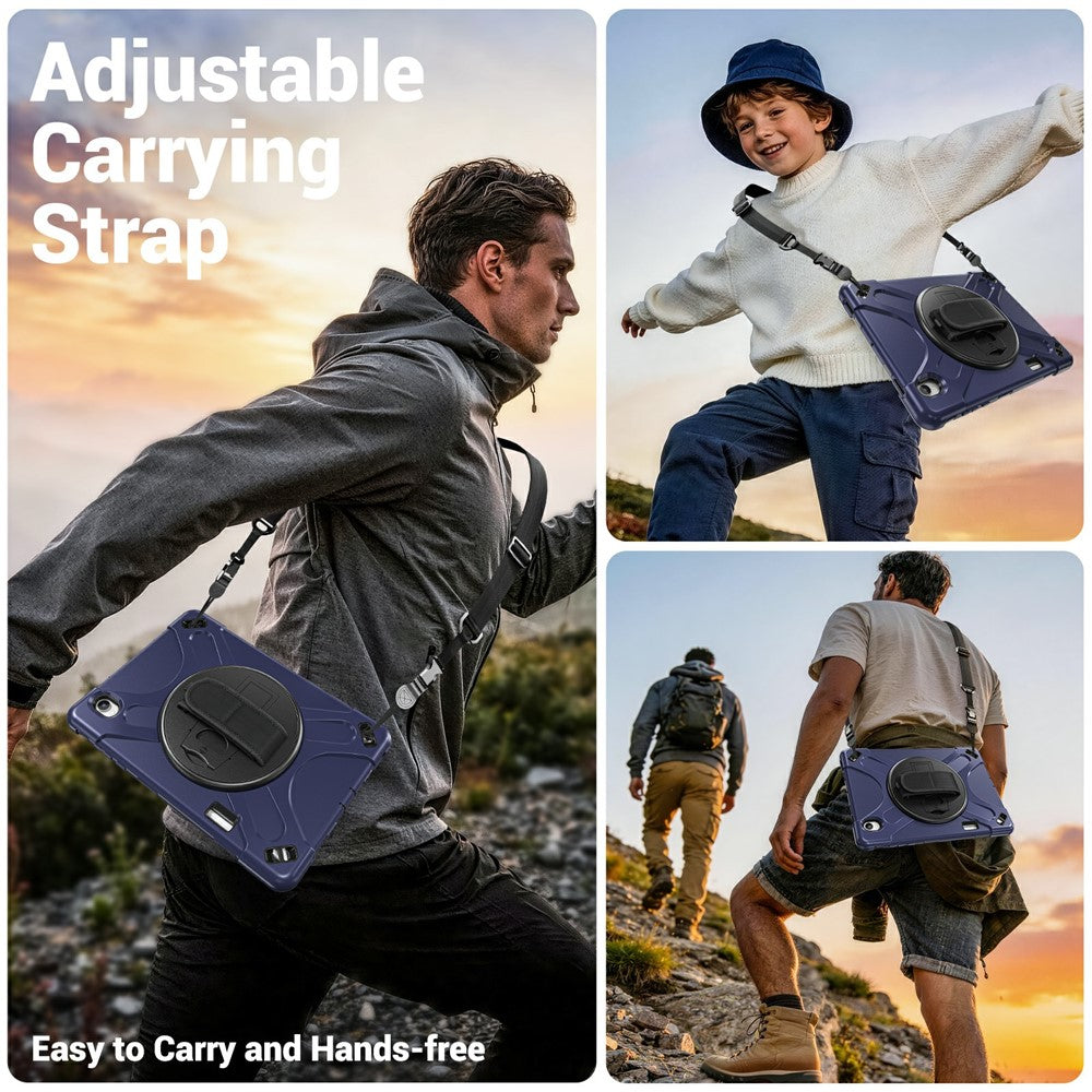 For Samsung Galaxy Tab S12+ Kickstand Case TPU PC Silicone Tablet Cover with Hand Band  /  Shoulder Strap