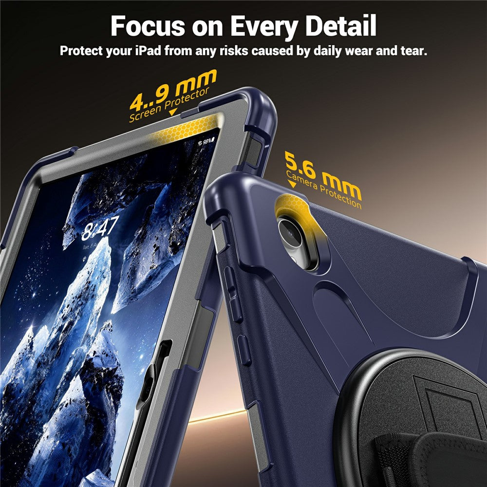 For Samsung Galaxy Tab S12+ Kickstand Case TPU PC Silicone Tablet Cover with Hand Band  /  Shoulder Strap