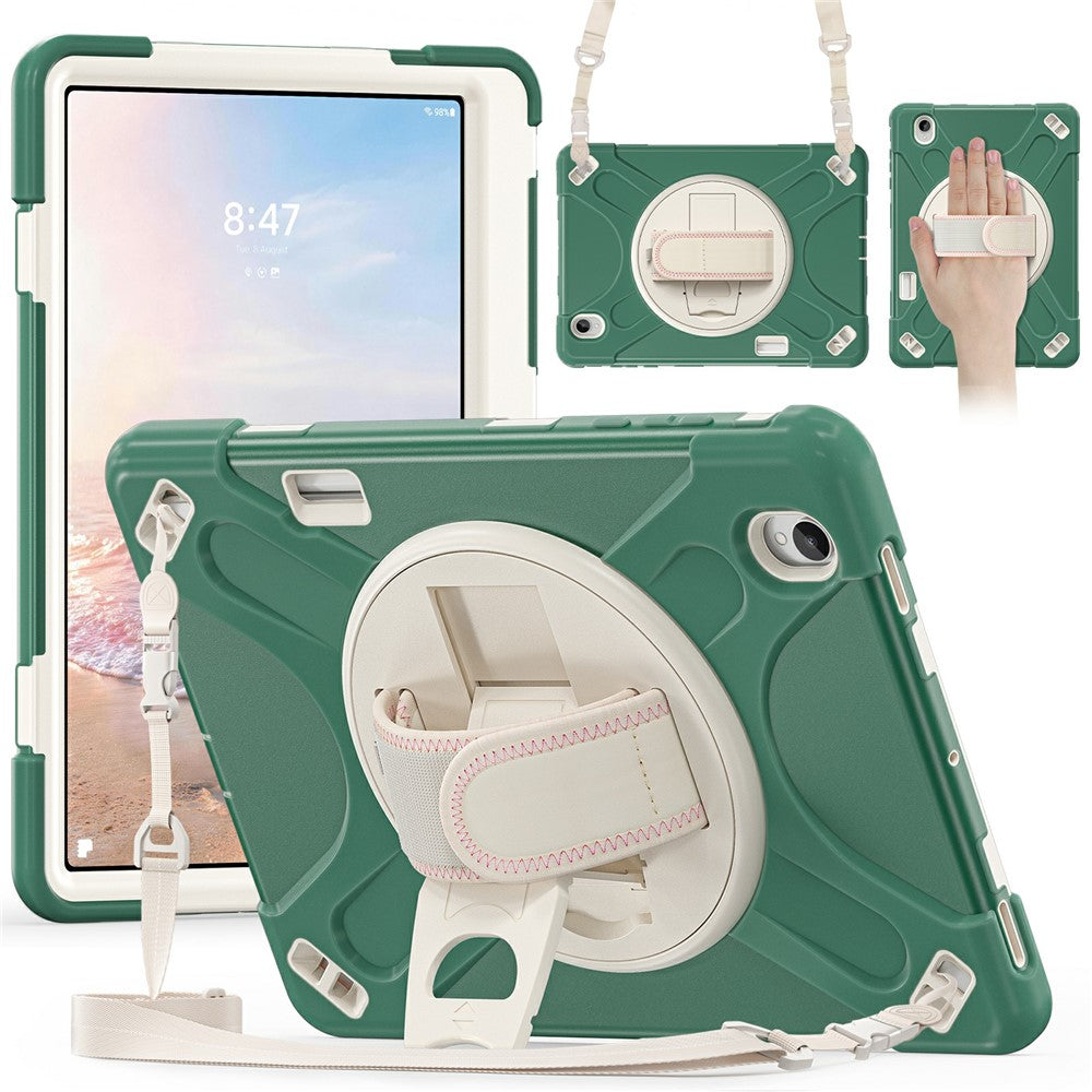 For Samsung Galaxy Tab S12+ Kickstand Case TPU PC Silicone Tablet Cover with Hand Band  /  Shoulder Strap