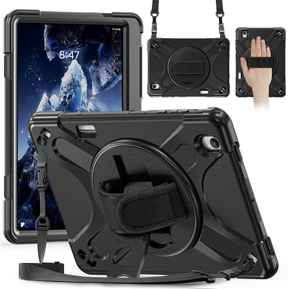 For Samsung Galaxy Tab S12+ Kickstand Case TPU PC Silicone Tablet Cover with Hand Band  /  Shoulder Strap
