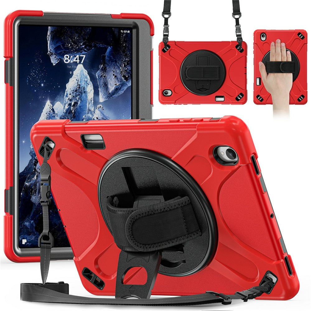 For Samsung Galaxy Tab S12+ Kickstand Case TPU PC Silicone Tablet Cover with Hand Band  /  Shoulder Strap