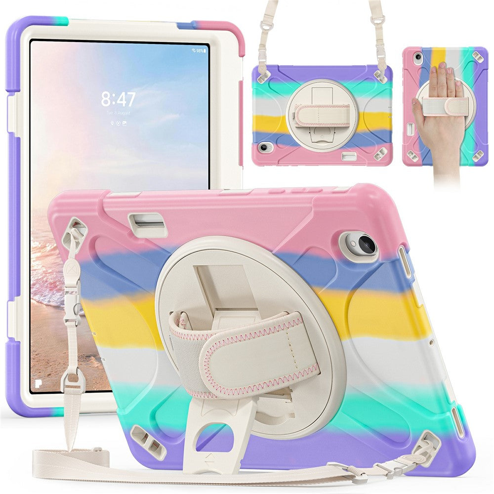 For Samsung Galaxy Tab S12+ Kickstand Case TPU PC Silicone Tablet Cover with Hand Band  /  Shoulder Strap