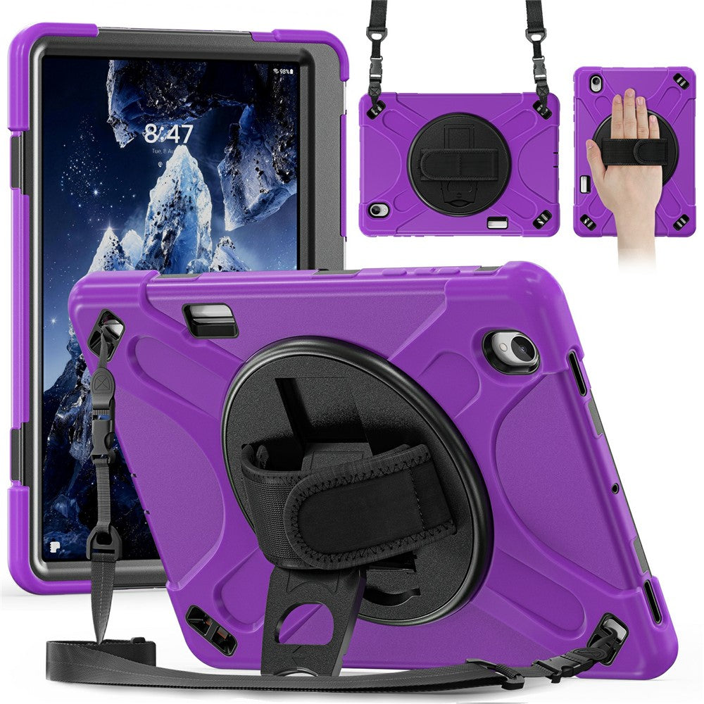 For Samsung Galaxy Tab S12+ Kickstand Case TPU PC Silicone Tablet Cover with Hand Band  /  Shoulder Strap