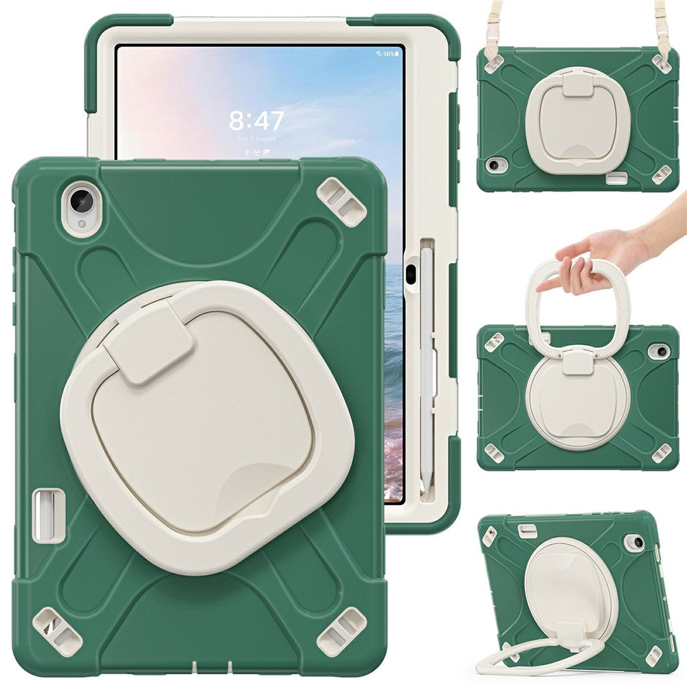 Til Samsung Galaxy Tab S12+ Cover med Skulderrem TPU + PC + Silikone Støttefod Tablet Cover