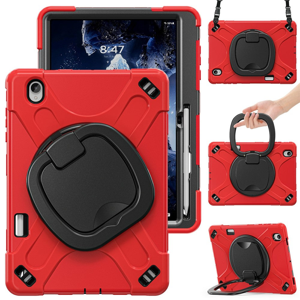 Til Samsung Galaxy Tab S12+ Cover med Skulderrem TPU + PC + Silikone Støttefod Tablet Cover