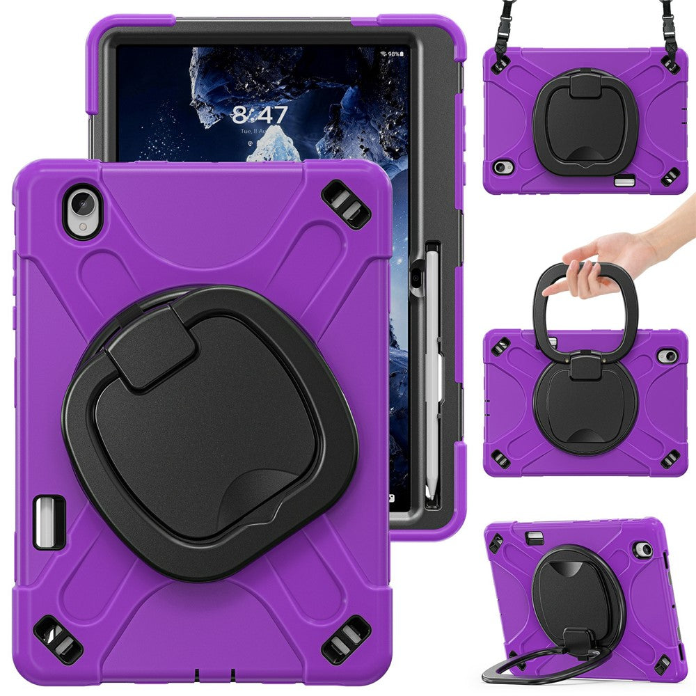 Til Samsung Galaxy Tab S12+ Cover med Skulderrem TPU + PC + Silikone Støttefod Tablet Cover