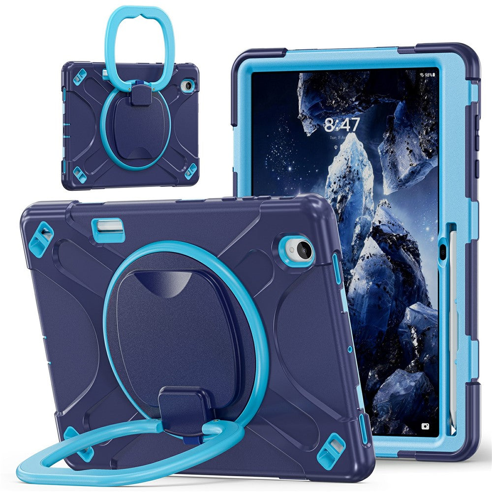 For Samsung Galaxy Tab S12+ Case TPU + PC + Silicone Tablet Cover Swivel Kickstand Handle Grip