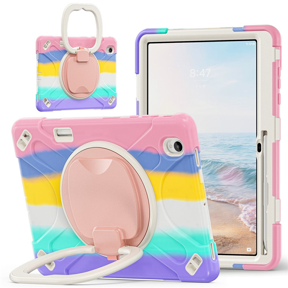 For Samsung Galaxy Tab S12+ Case TPU + PC + Silicone Tablet Cover Swivel Kickstand Handle Grip