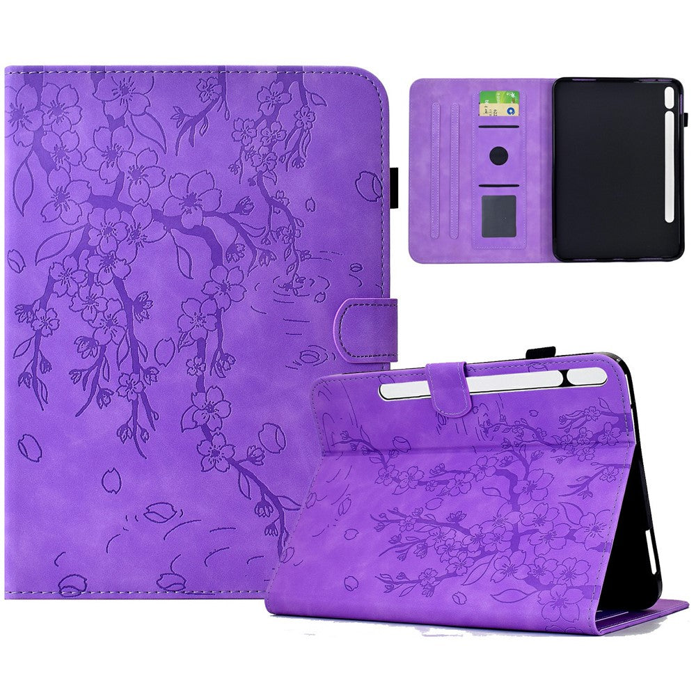 Til Samsung Galaxy Tab S12+ Læderetui Blommeblomst Stand Kortlommer Tablet Cover