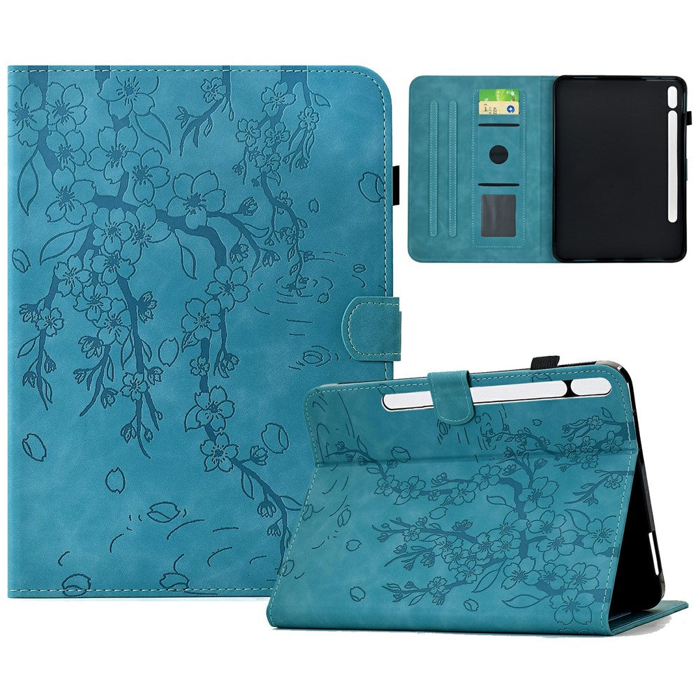 Til Samsung Galaxy Tab S12+ Læderetui Blommeblomst Stand Kortlommer Tablet Cover