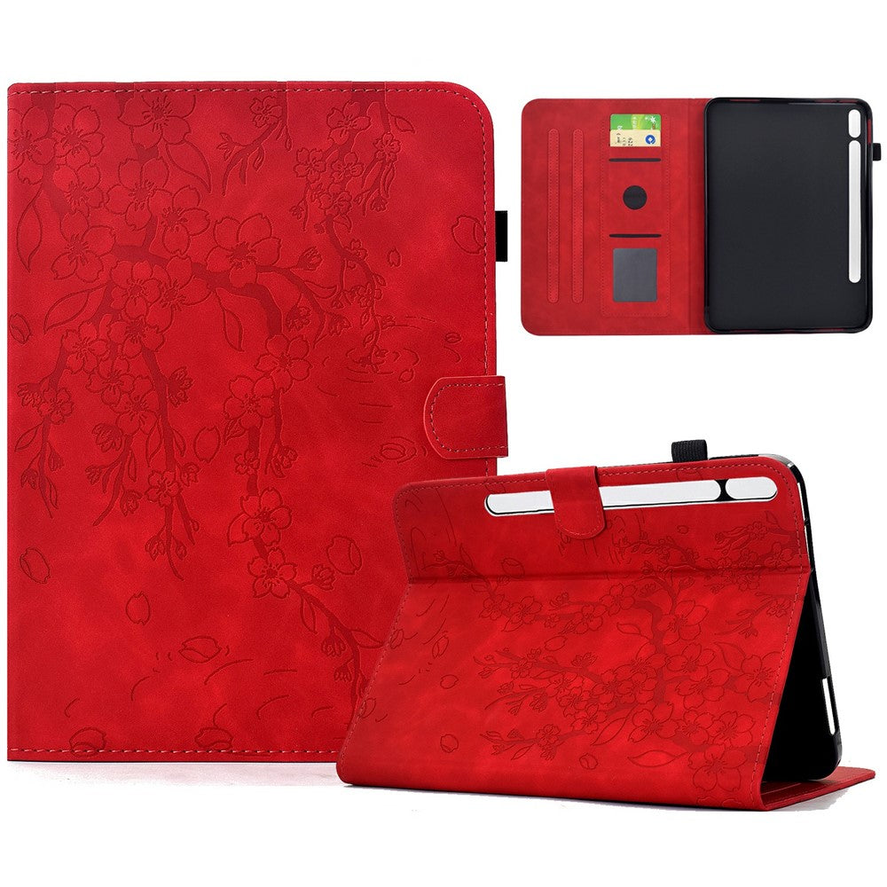 Til Samsung Galaxy Tab S12+ Læderetui Blommeblomst Stand Kortlommer Tablet Cover