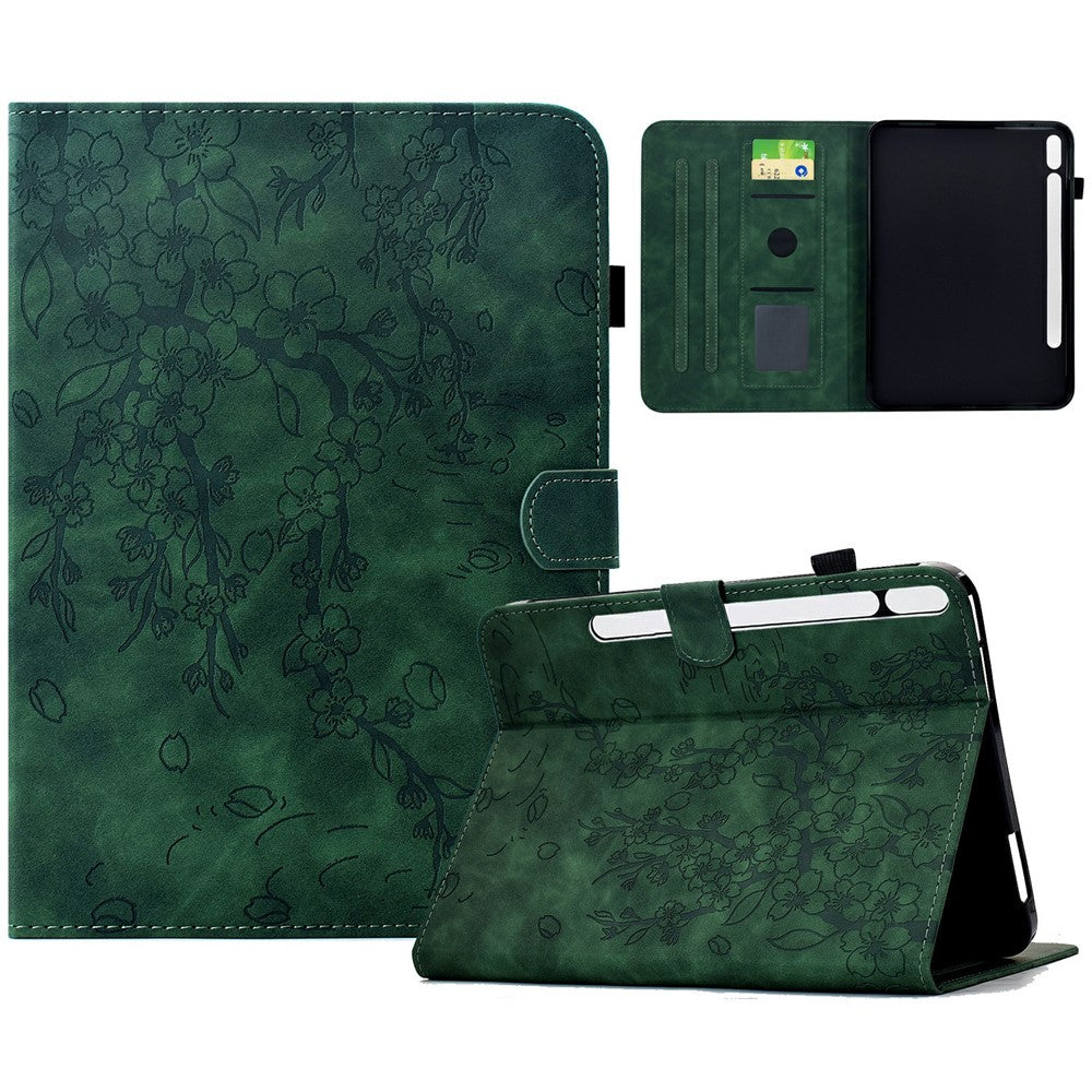 Til Samsung Galaxy Tab S12+ Læderetui Blommeblomst Stand Kortlommer Tablet Cover