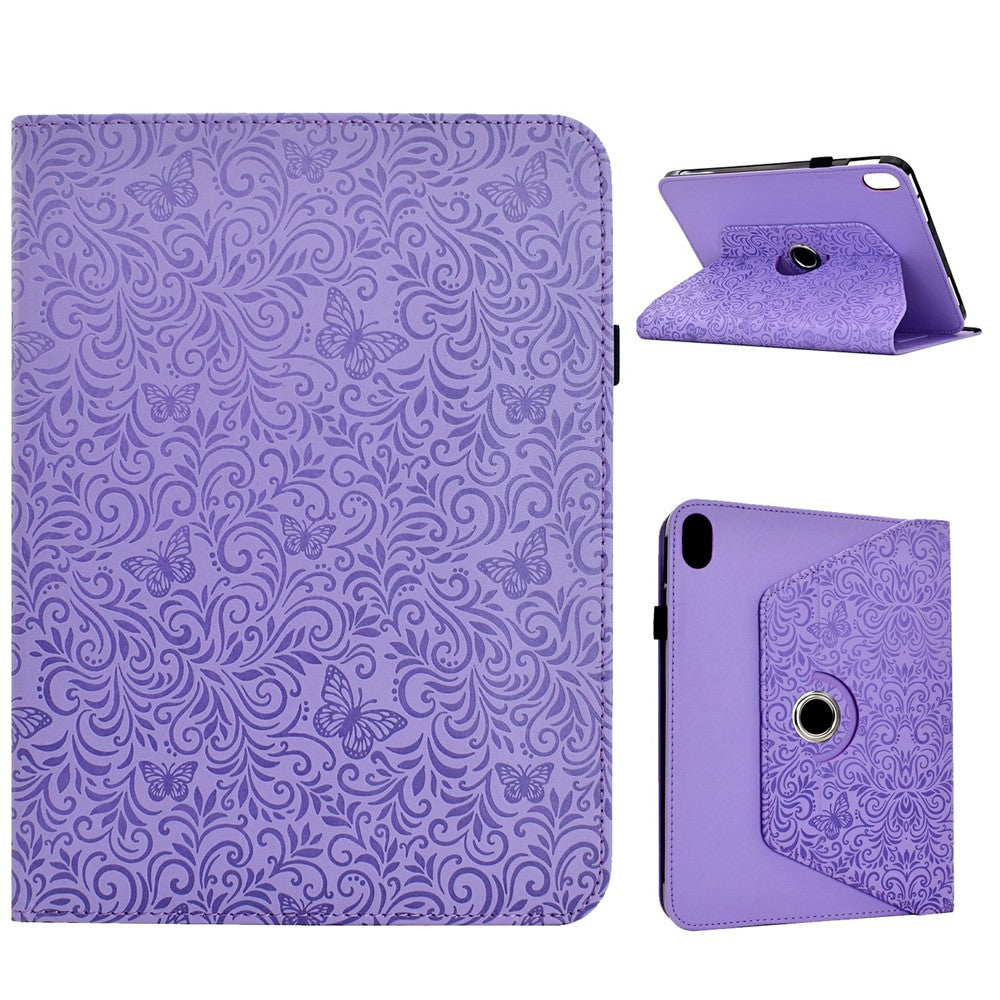 Samsung Galaxy Tab S12+ Fodral Butterfly Flower Imprint Läder Surfplatta Fodral med Roterande Stativ Korthållare