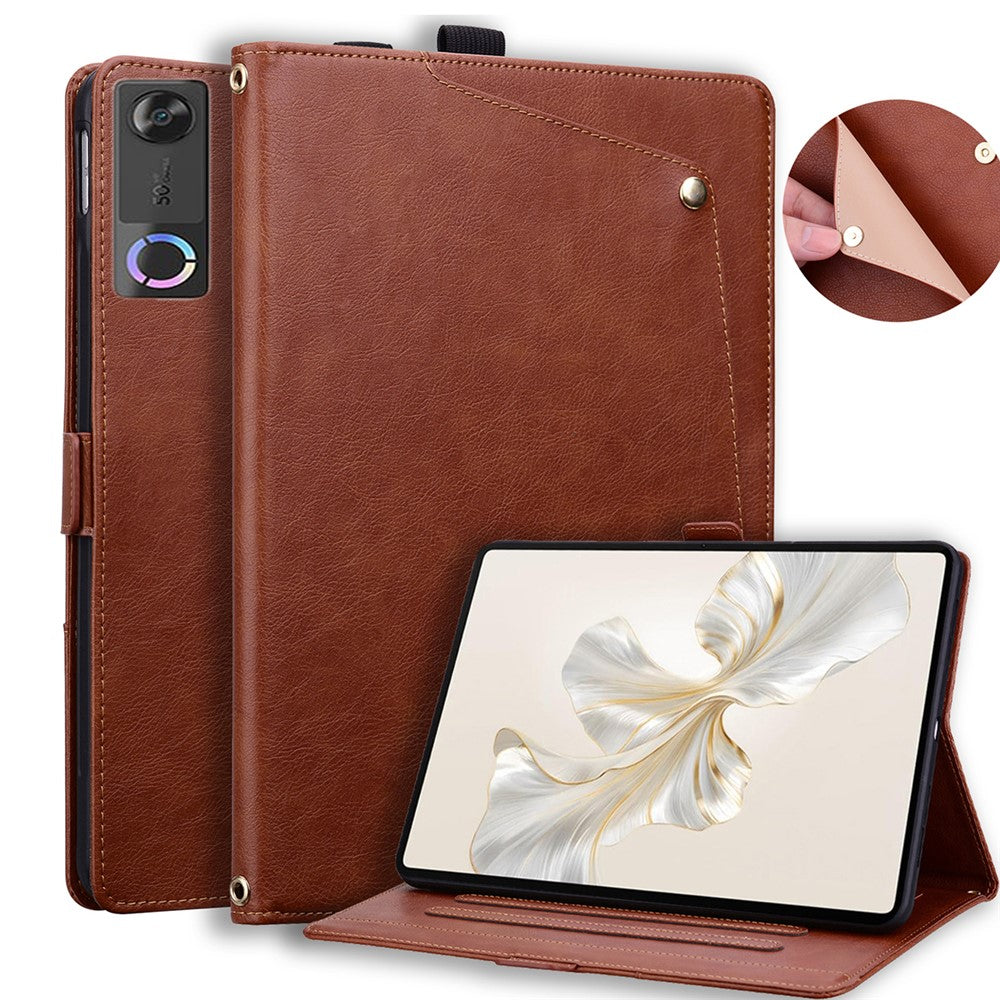 For Lenovo Legion Y700 (Gen 5) Case Front Pocket Business Leather Tablet Cover with Card Holder Stand