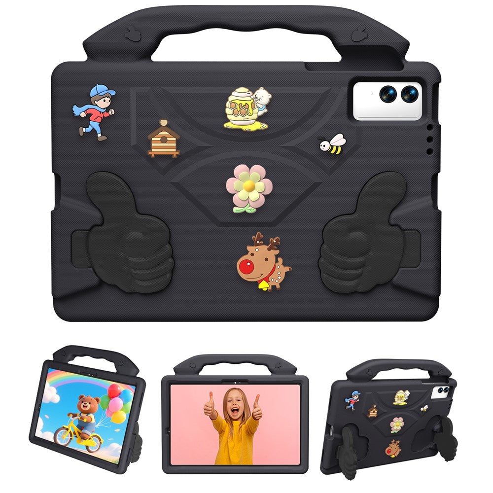 EVA-skal för Samsung Galaxy Tab S10+ / Tab S9 FE+ / Tab S9+ / Tab S8+ / Tab S7+ / Tab S7 FE / Xiaomi Pad 5 Pro 12.4 (2022) / Huawei MatePad Pro 12.6 (2021) Tecknad tummet stöd stötsäkert surfplatteskydd