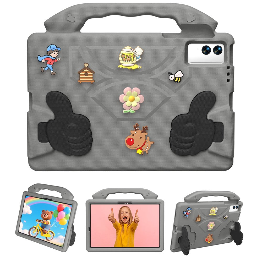 EVA-skal för Samsung Galaxy Tab S10+ / Tab S9 FE+ / Tab S9+ / Tab S8+ / Tab S7+ / Tab S7 FE / Xiaomi Pad 5 Pro 12.4 (2022) / Huawei MatePad Pro 12.6 (2021) Tecknad tummet stöd stötsäkert surfplatteskydd