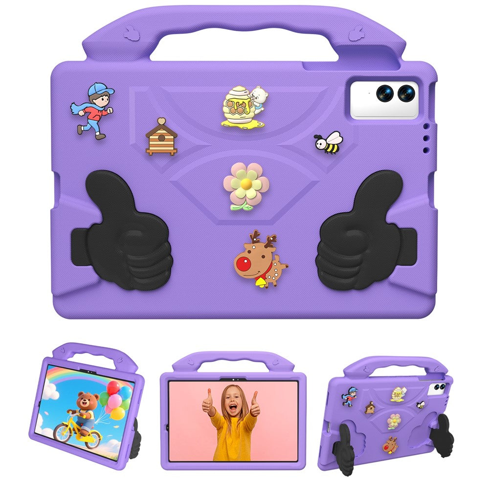 EVA-skal för Samsung Galaxy Tab S10+ / Tab S9 FE+ / Tab S9+ / Tab S8+ / Tab S7+ / Tab S7 FE / Xiaomi Pad 5 Pro 12.4 (2022) / Huawei MatePad Pro 12.6 (2021) Tecknad tummet stöd stötsäkert surfplatteskydd