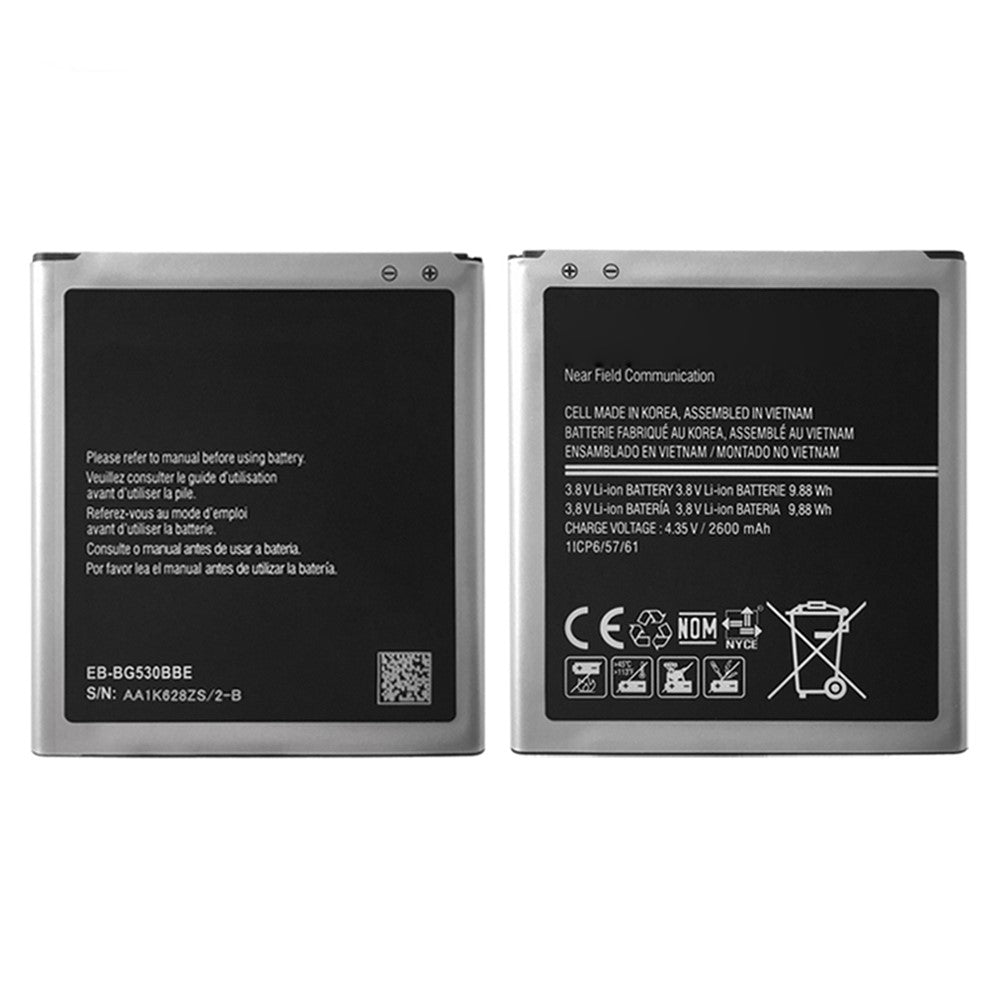 For Samsung Galaxy J3 (2016) 3.80V 2600mAh Li-ion Battery Replacement Part (Encode: EB-BG530BBE) (without Logo)