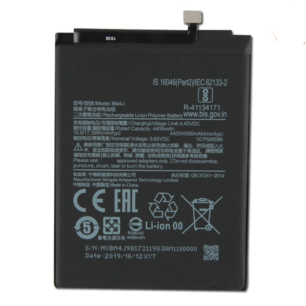 Til Xiaomi Redmi Note 8 Pro 3.85V 4400mAh Genopladeligt Li-ion Polymer Batteri Udskiftningsdel (Kode: BM4J) (uden logo)