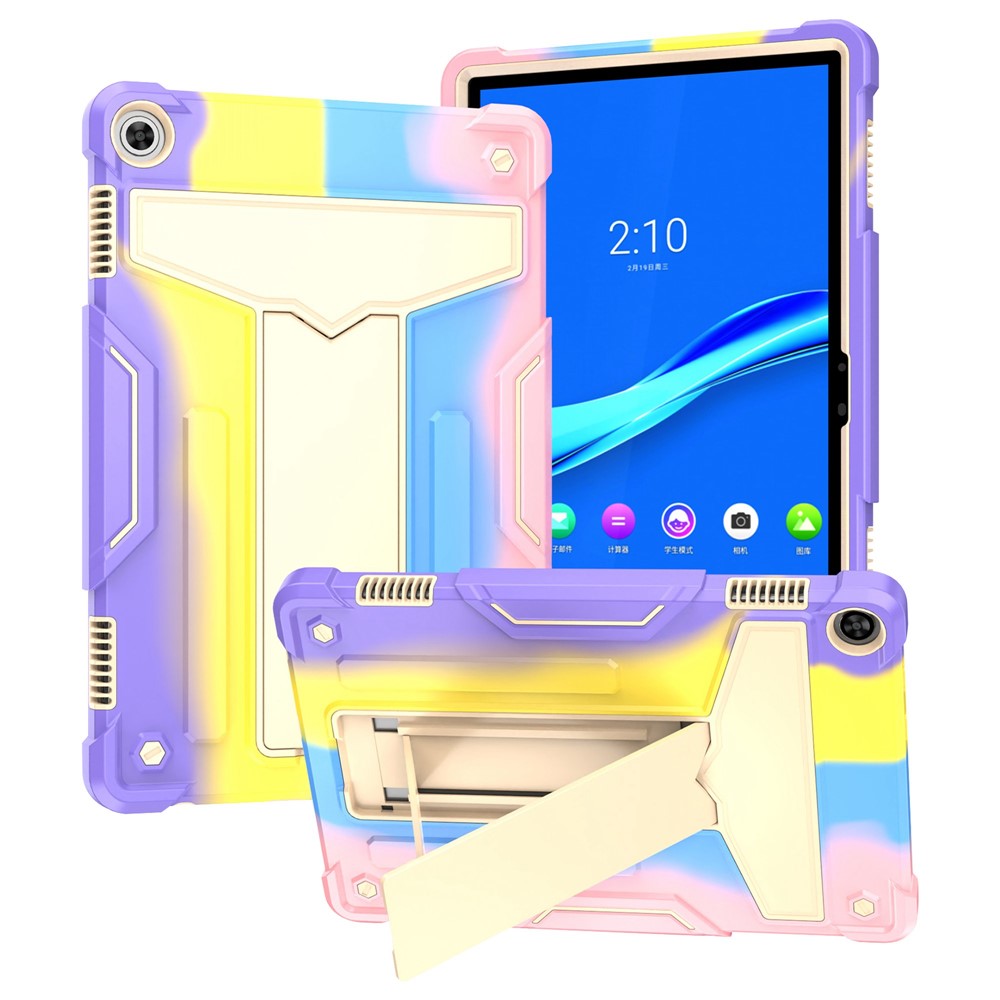 For Lenovo Tab M10 (Gen 3) TB-328FU / TB-328XU Protective Case T-Shaped Kickstand Shockproof PC + Silicone Tablet Cover