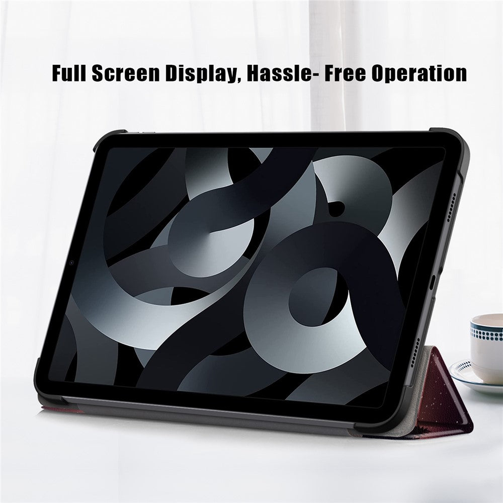 For iPad (2025) / 10.9 (2022) Pattern Printed Protective Case PU Leather Anti-Drop Auto Wake / Sleep Tablet Cover with Trifold Stand