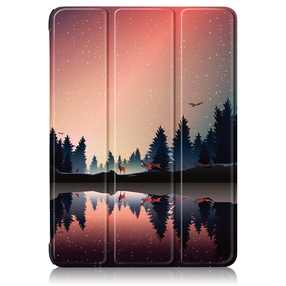 For iPad (2025) / 10.9 (2022) Pattern Printed Protective Case PU Leather Anti-Drop Auto Wake / Sleep Tablet Cover with Trifold Stand