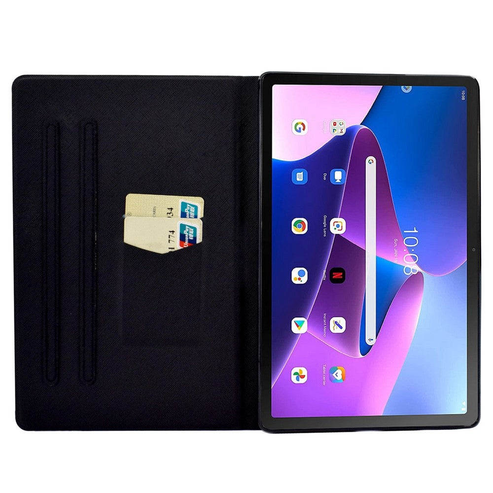 Lenovo M10 FHD REL / Tab M10 Plus TB-X606F Mönstertryck Surfplatta Fodral Korthållare PU-läder Stativfodral