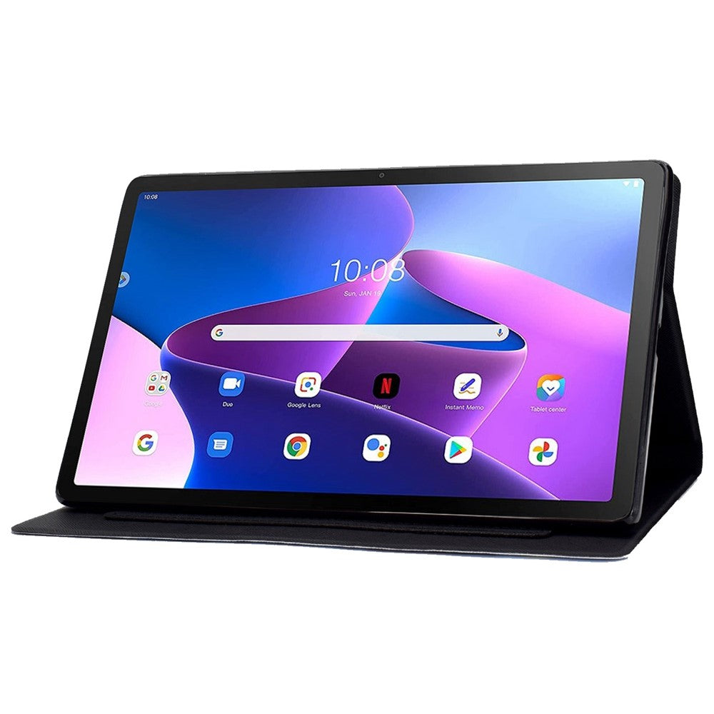 Lenovo M10 FHD REL / Tab M10 Plus TB-X606F Mönstertryck Surfplatta Fodral Korthållare PU-läder Stativfodral