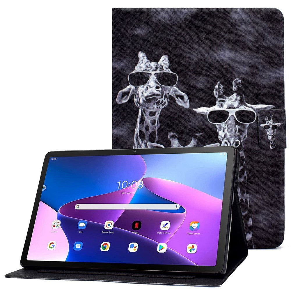 Lenovo M10 FHD REL / Tab M10 Plus TB-X606F Mönstertryck Surfplatta Fodral Korthållare PU-läder Stativfodral