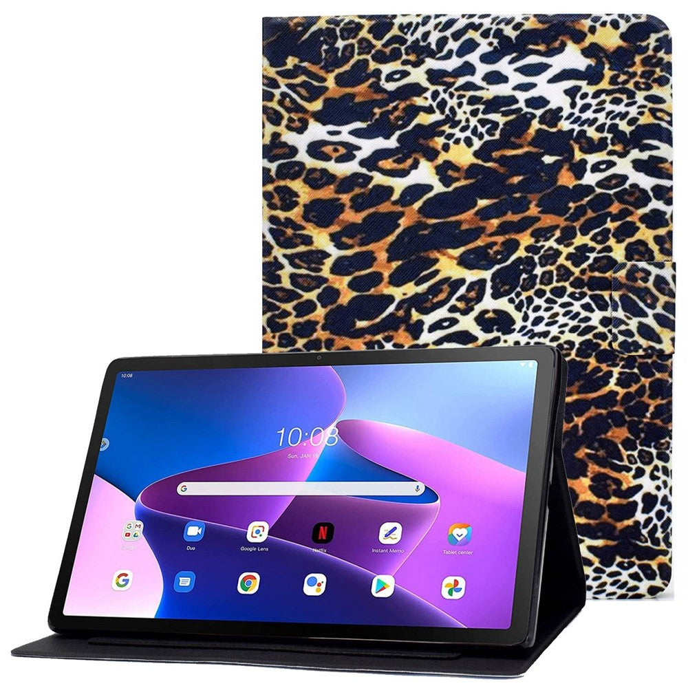 Lenovo M10 FHD REL / Tab M10 Plus TB-X606F Mönstertryck Surfplatta Fodral Korthållare PU-läder Stativfodral