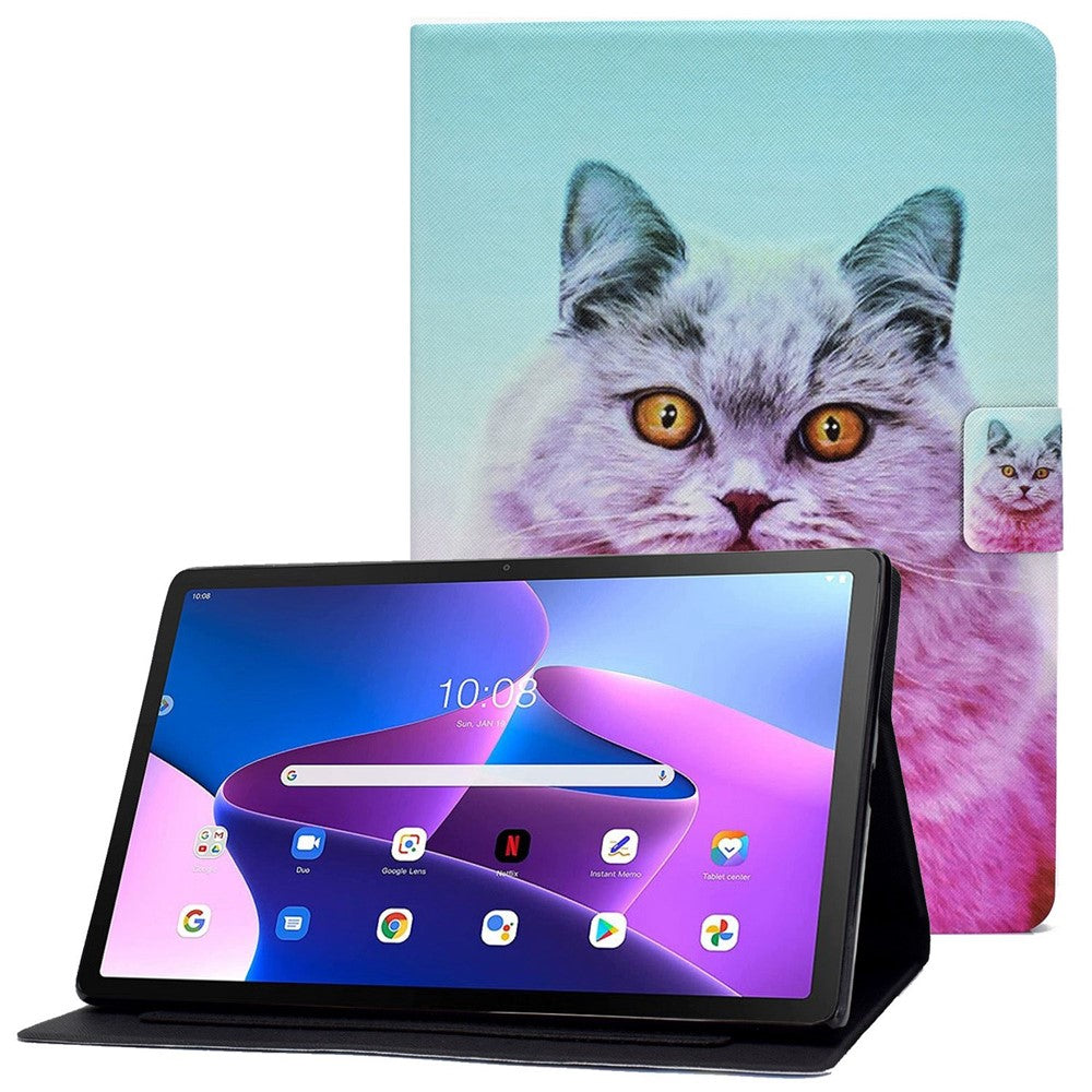 Lenovo M10 FHD REL / Tab M10 Plus TB-X606F Mönstertryck Surfplatta Fodral Korthållare PU-läder Stativfodral